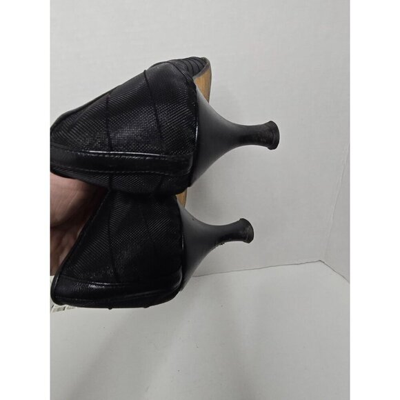 Vintage 80s 90s Black Mesh Prevata Pump High Heels Size 10 - Picture 11 of 16
